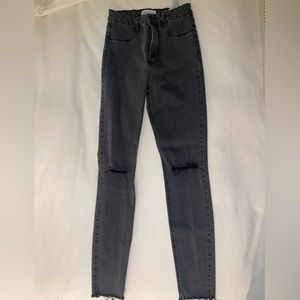 Zara dark gray skinny jeans with rips